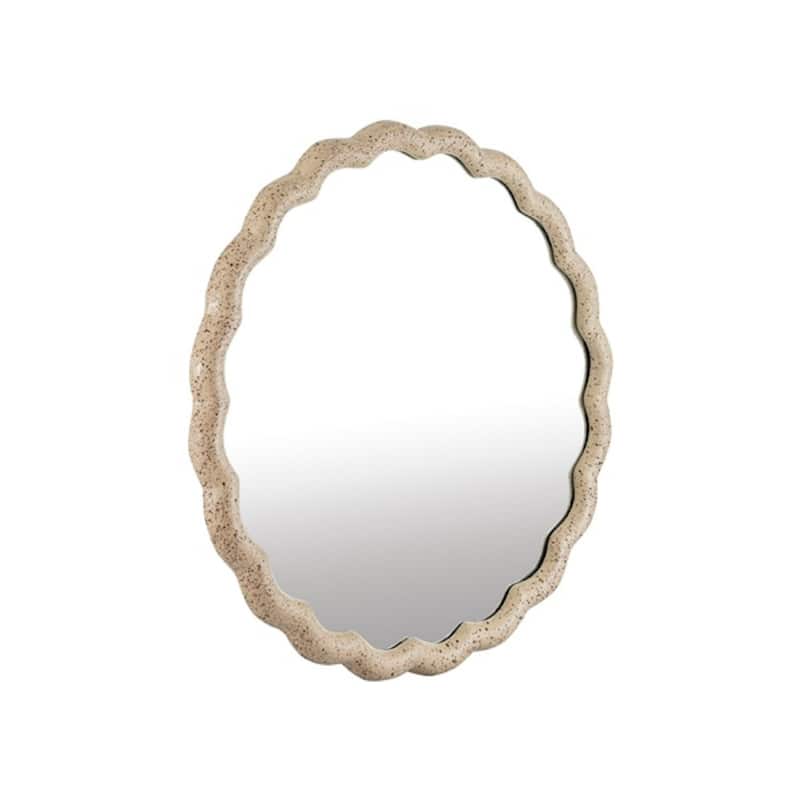 Medium Scalloped Aluminum Wall Mirror - 26.5" - Antique Brass