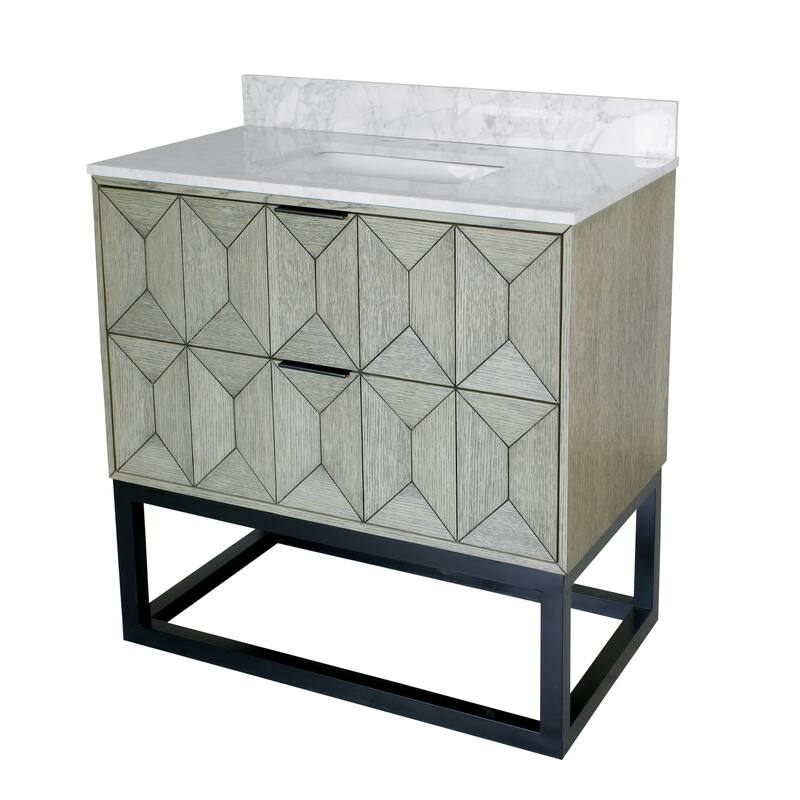 KitchenBathCollection Henley 36" Bathroom Vanity with Carrara Marble Top