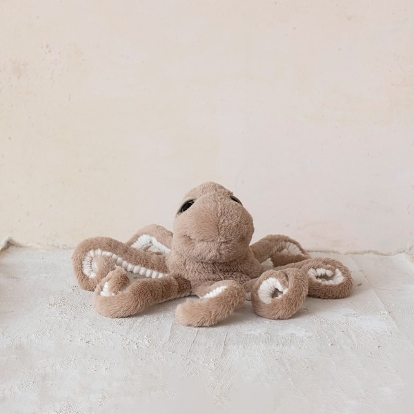 slide 2 of 3, Plush Octopus Toy with Stretchable Legs - 18.0"L x 18.0"W x 8.0"H 18.0"L x 18.0"W x 8.0"H - Polyester - Brown