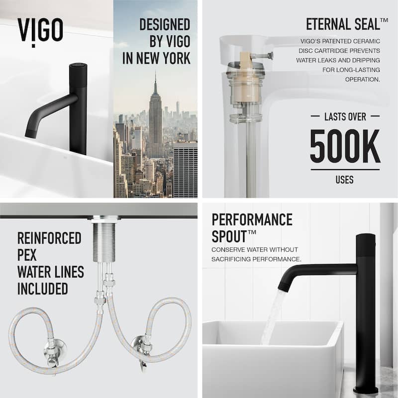 VIGO Apollo 12" H Single Handle Single Hole Bathroom Vessel Faucet