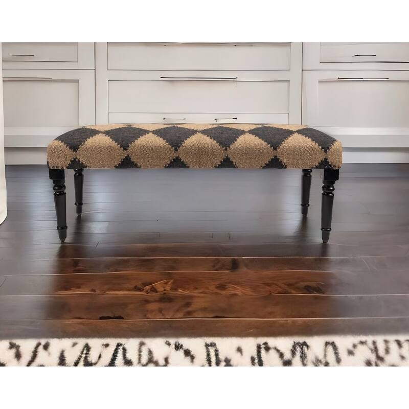 Sevita Tufted Geometric Diamond and Distressed Bench 16"W x 47"L x 18"H - 1'6" x 3'11" x 1'4"