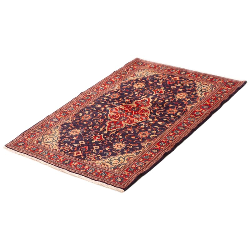ECARPETGALLERY Hand-knotted Kayseri Navy Wool Rug - 3'6 x 5'1