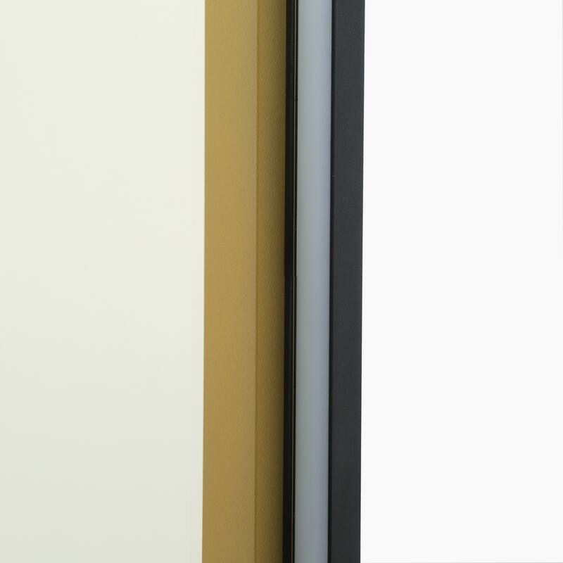 Lunara Modern Matte Black LED Bathroom Mirror with Golden Sand Frame Anti Fog - Black/Gold - L28"xD1"xH36"