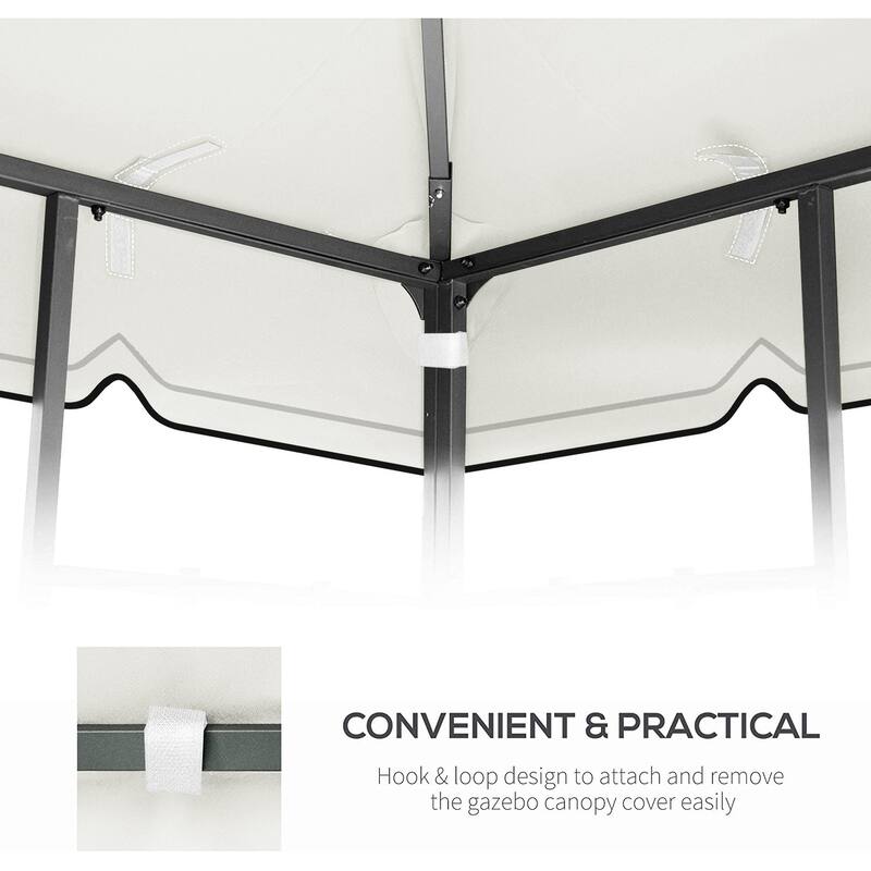 10x10 Ft Double Tiered Outdoor Gazebo Replacement Canopy with Drain Holes and Mosquito Netting - Beige