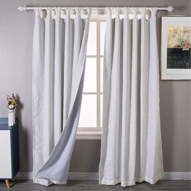 DriftAway Twist Tab Linen Textured Lined Blackout Solid Curtains 2 Panels