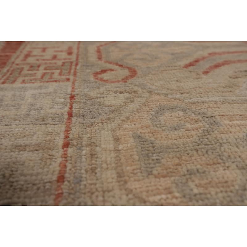 Geometric Oushak Turkish Large Rug Handmade Wool Carpet - 10'2"x 13'8"