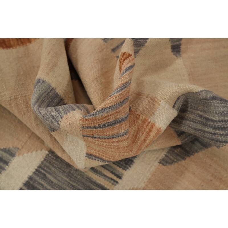 Hand Woven Oriental 100% Wool Carpet Southwestern Modern Multi-Colored Kilim Runner Rug - 9' 8'' X 2' 8''