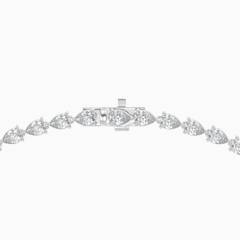 14K Gold Lab Grown Diamond Pear Cut Diamond Tennis Necklace & Halo Heart Pendant