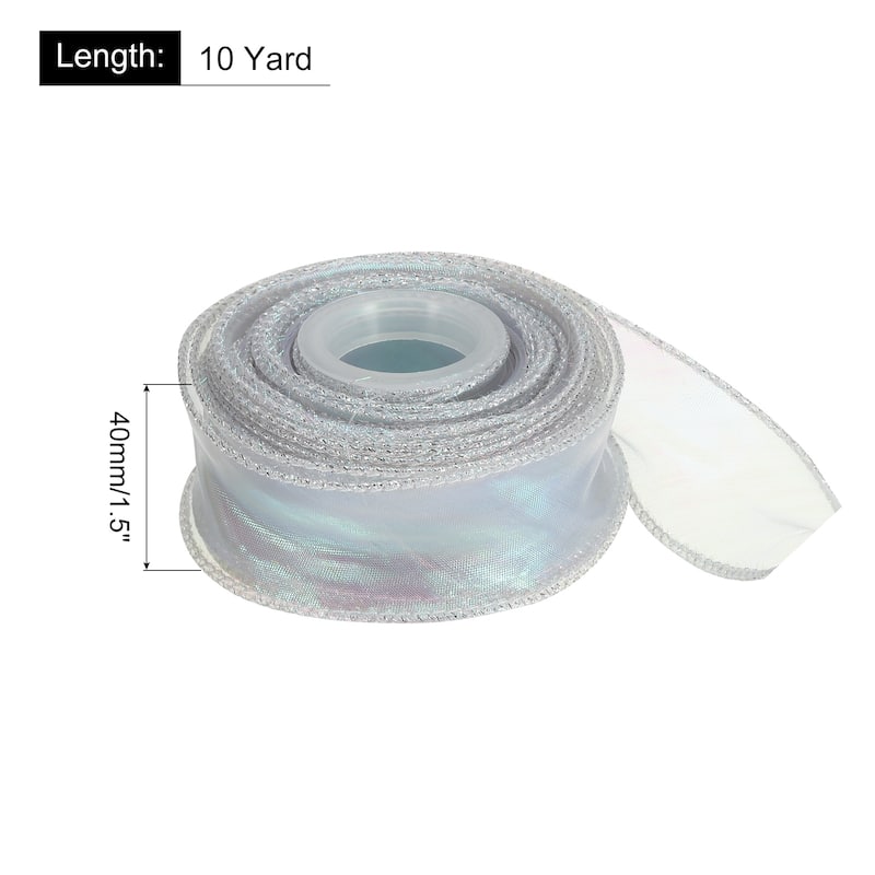 1.5 Inch 10 Yard Sheer Organza Ribbon Shimmer Chiffon Tulle Ribbons - Teal Blue - 1 1/2" x 10 Yard