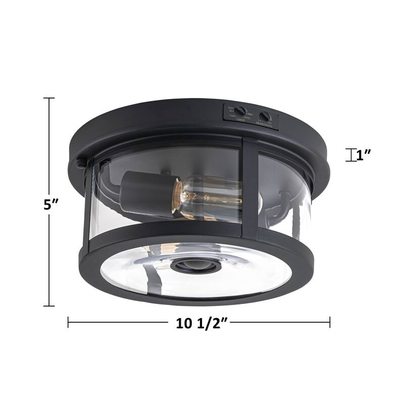 C Cattleya 2-Light Motion Sensor Outdoor Flush Mount Ceiling Light