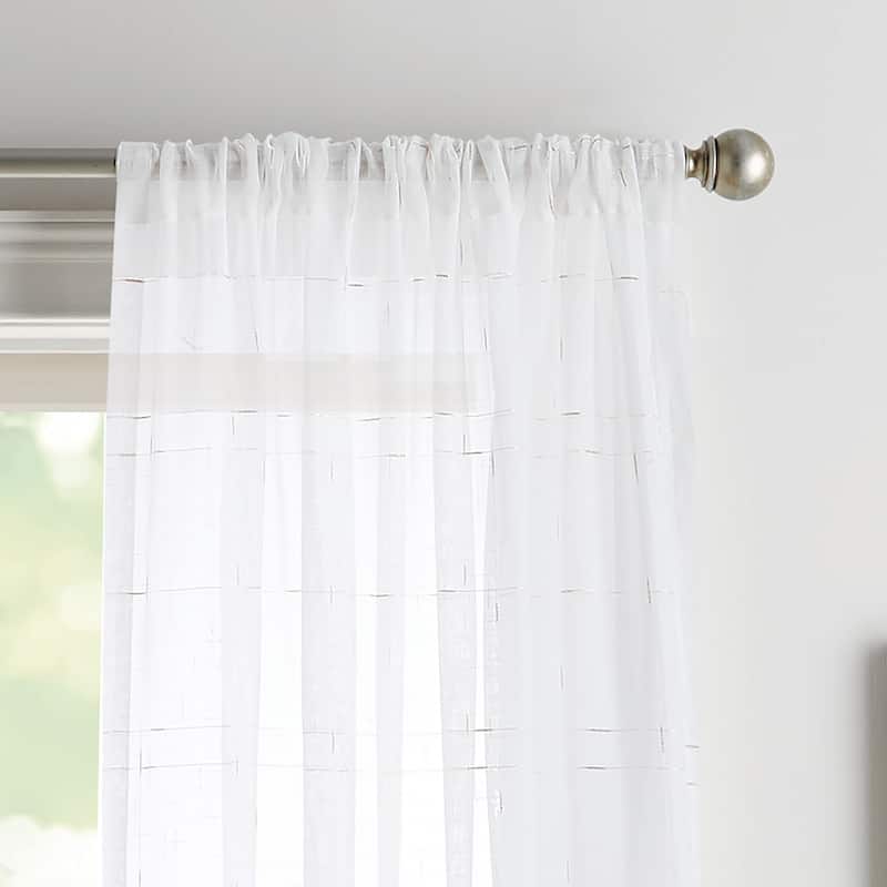 DKNY Metallic Grid Window Curtain Panel Pair