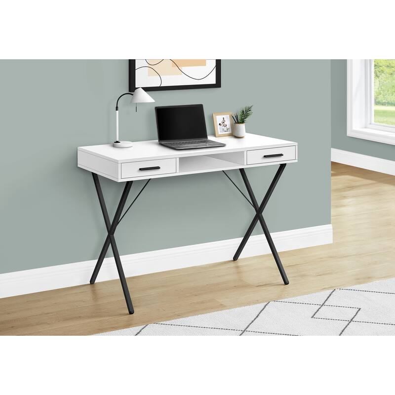 Computer Desk, Home Office, Laptop, Left, Right Set-up, Storage Drawers, 42"l, Work, White Laminate