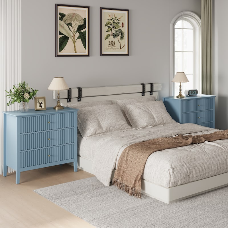 Fluted 3 Drawer Dresser