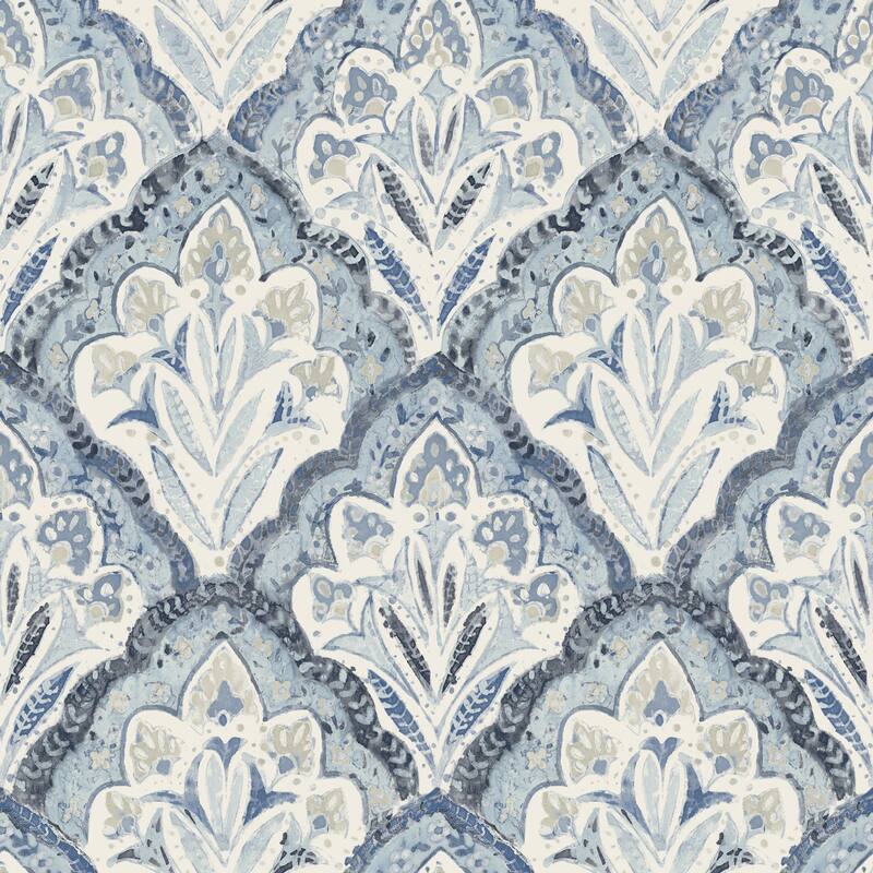 Chesapeake Mimir Blue Quilted Damask Wallpaper