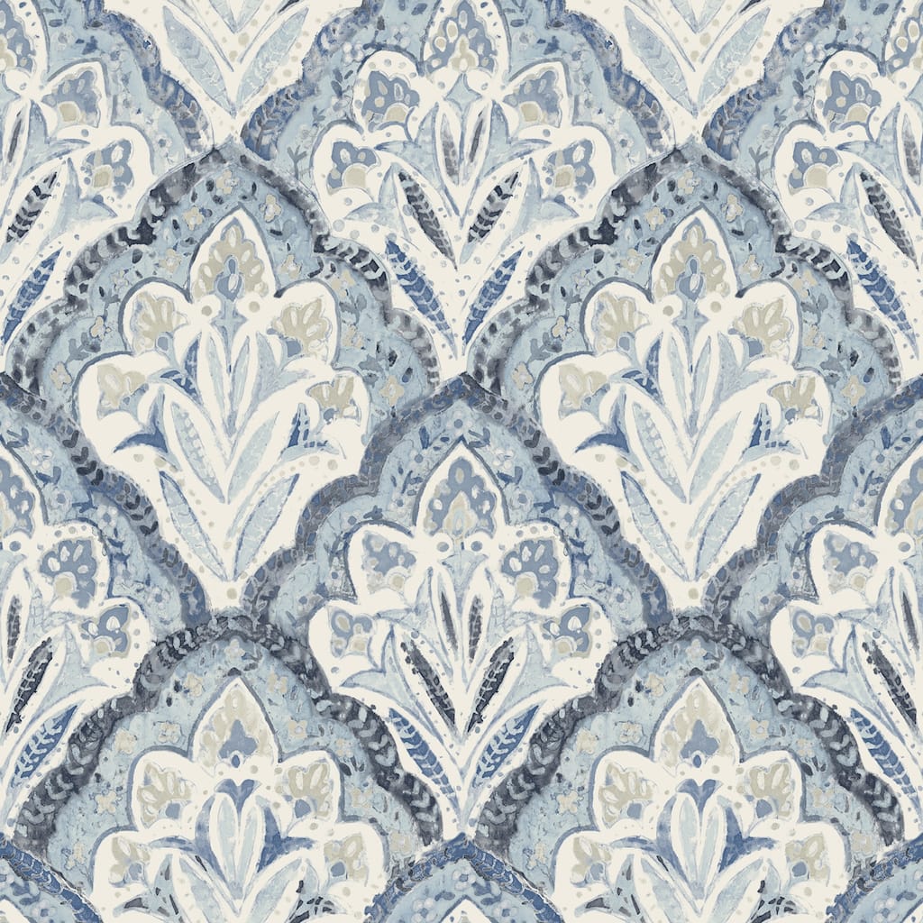 Chesapeake Mimir Blue Quilted Damask Wallpaper