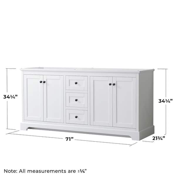 dimension image slide 1 of 3, Wyndham Collection Avery 72" Double Free Standing Vanity Cabinet -