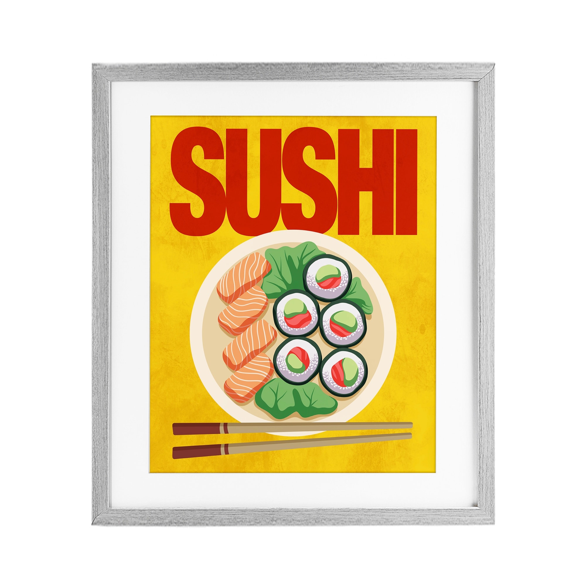 Stupell Bright Sushi & Chopsticks Under Glass Framed Design By Marcus Prime