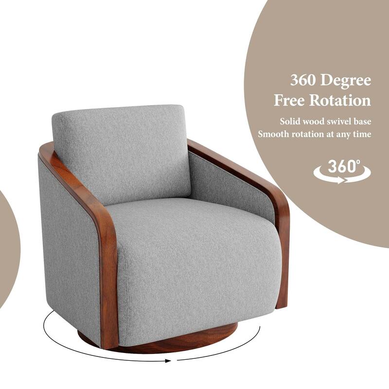 Chenille Modern 360°Swivel Barrel Chair Round Base