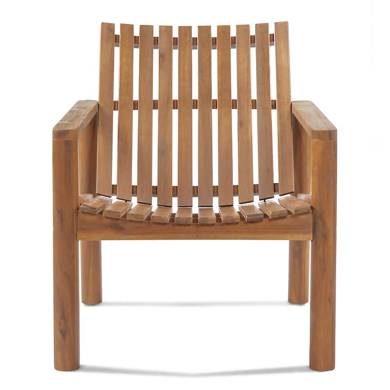Christopher Knight Home - Solid Acacia Wood Outdoor Lounge Chair with Arms and Slatted Back