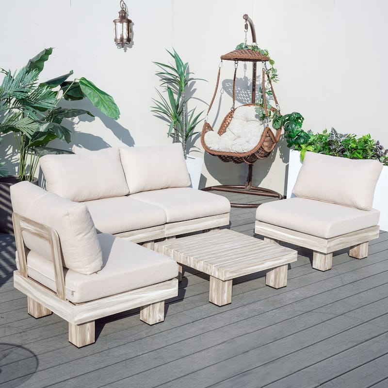 Outdoor Aluminum Conversation Sofa Set with Sponge-filled Cushion