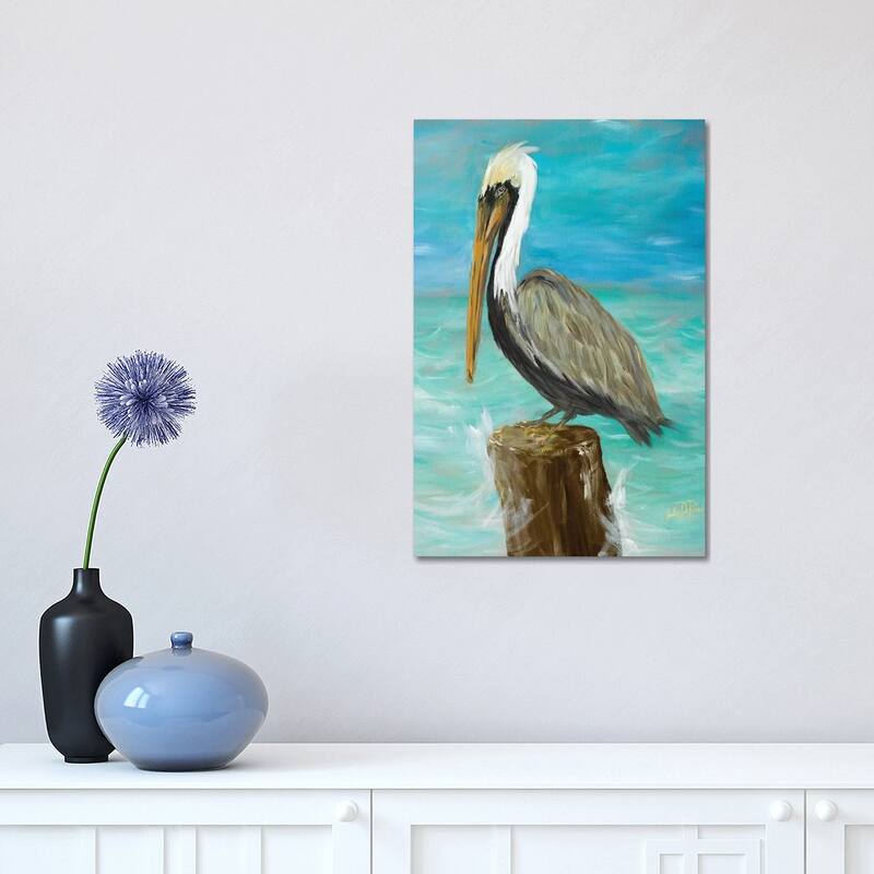 iCanvas "Single Pelican on Post" by Julie Derice Canvas Print - 18x12x1.5