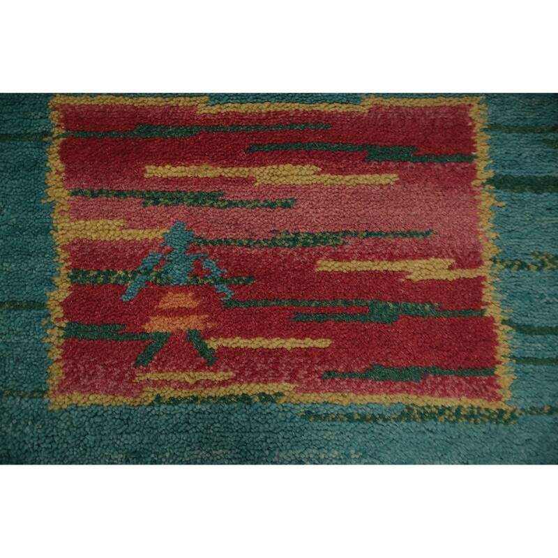 Hand Knotted Oriental 100% Wool Carpet Tribal Geometric Navy Blue & Blues Gabbeh Area Rug - 5' 6'' X 3' 7''