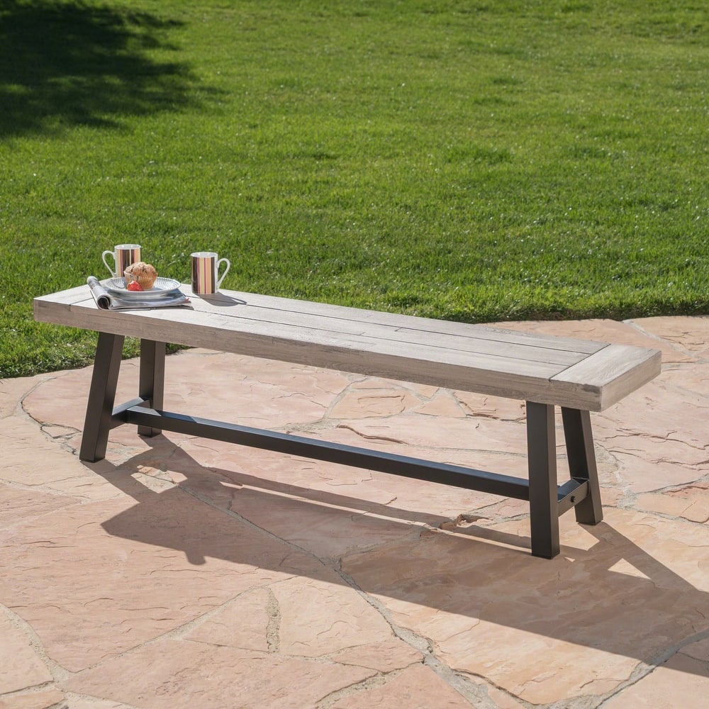 Carlisle Outdoor Acacia Wood Dining Bench by Christopher Knight Home