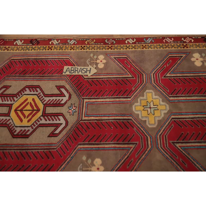 Hand Knotted Oriental 100% Wool Carpet Traditional Tribal Brown Ardebil Runner Rug - 10' 3'' X 3' 9''