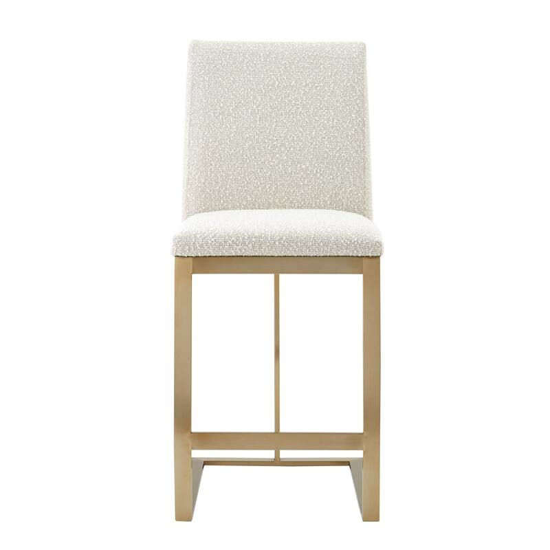 Modrest Frankie Modern Off-White Fabric & Antique Brass Counter Chair