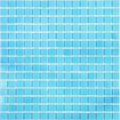 Apollo tile 12" x 12" Dune Glossy Aqua Blue Glass Tile (20 sq ft/case) - 20 Pack
