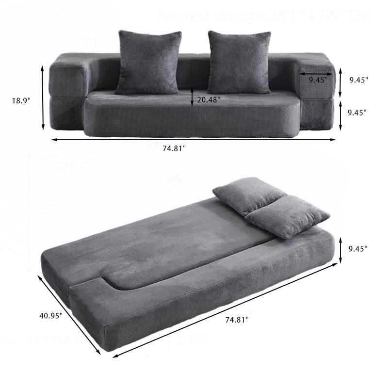 Versatile Transformable Sofa with Ottoman Stools for Compact Spaces