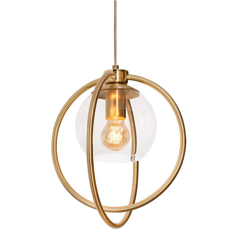 AFX JAMP12MB Jamie 12" Wide Pendant with Clear Glass Shade - Satin Brass
