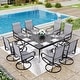 preview thumbnail 30 of 42, MAISON ARTS 9 Pieces Patio Dining Set, 60 Inch Square Metal Table and Sling Dining Chairs Non-Padded Grey