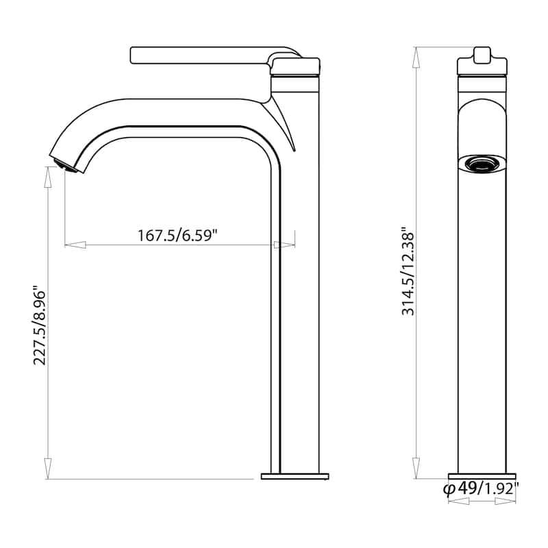9-12" H Solid Brass Single Handle Bathroom Sink Faucet