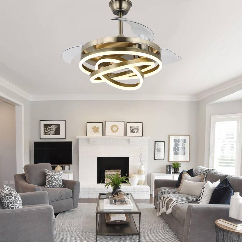 Oaks Aura 42in. LED DIY Shape Modern Ring Ceiling Fan With Lights, 6-Speed Latest DC Motor Remote Control Rose Ceiling Fan