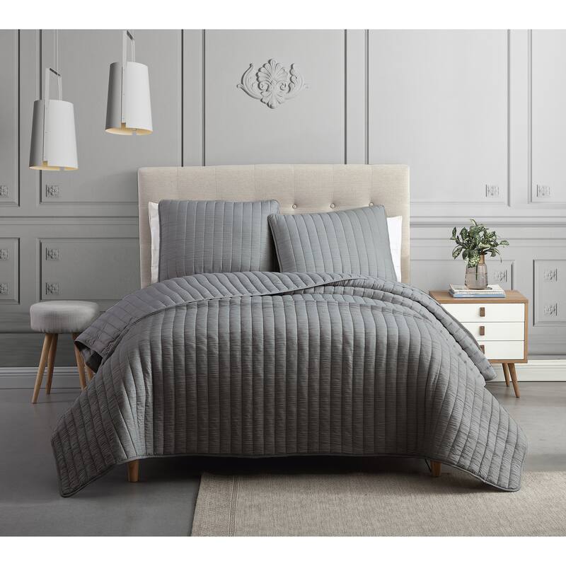 Riverbrook Home Moonstone 3 Piece Quilt Set - Dark Grey - Queen