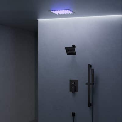 Celling Mounted 12 in. Rainfall LED Shower System with 6 in. Shower Head Handheld Shower Faucet Set