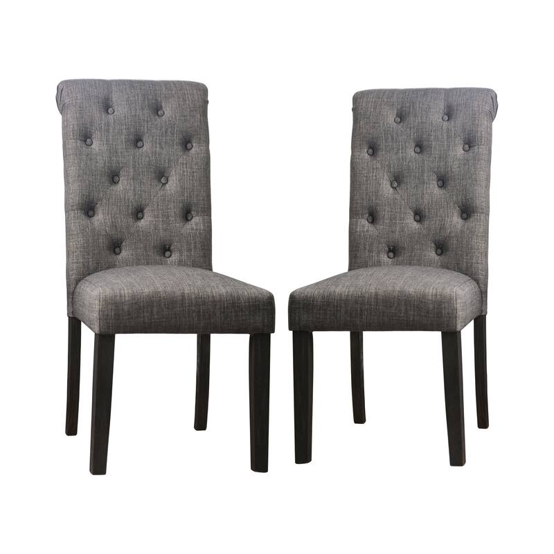 Chalwa Rustic Antique Black Fabric Tufted 5-Piece Dining Set with Wood Table by Furniture of America