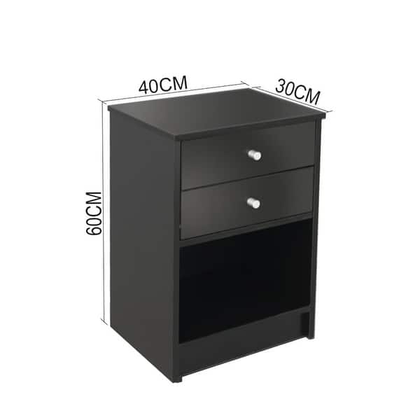 Black Night Stand with Two Drawer Bed Bath & Beyond 33448495