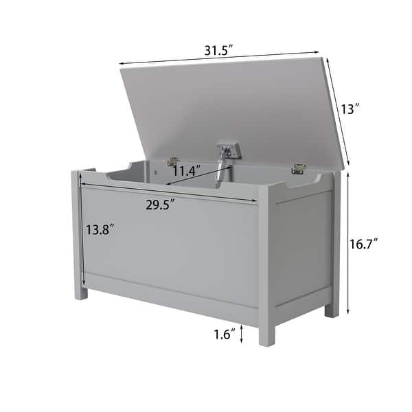 Grey Wooden Storage Bench Toy Chest