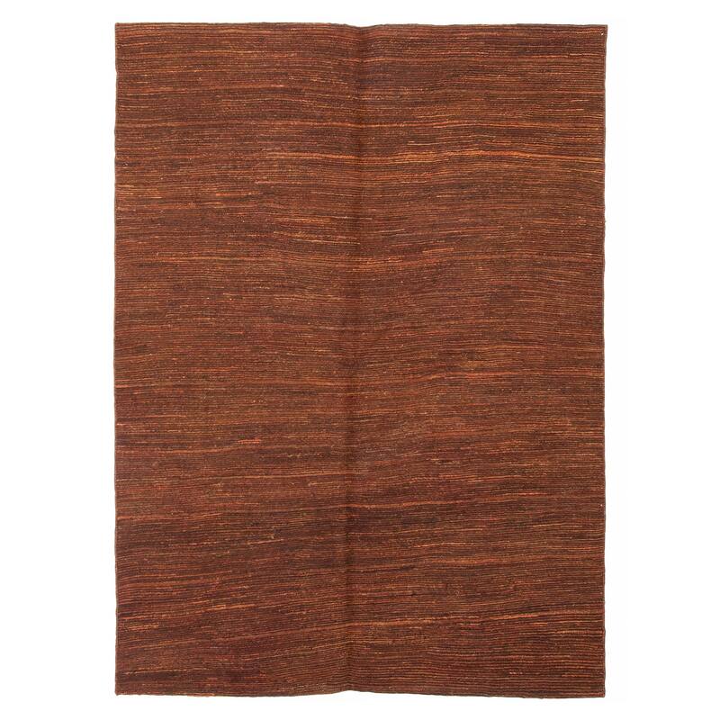 ECARPETGALLERY Flat-Weave Natural Brown Wool Tapestry Kilim - 4'6 x 6'4 - Dark Brown - 4'6 x 6'4