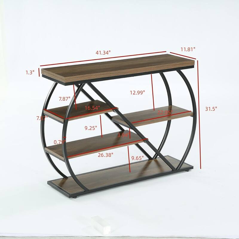 41.3" Console Table, 5-Tier Entryway Table with Storage Shelves, Hallway Console for Living Room, Foyer