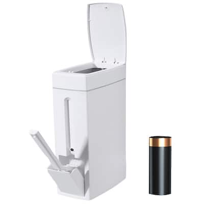 Bathroom Trash Can with Lid - white - 4.3 x 8 x 16.5