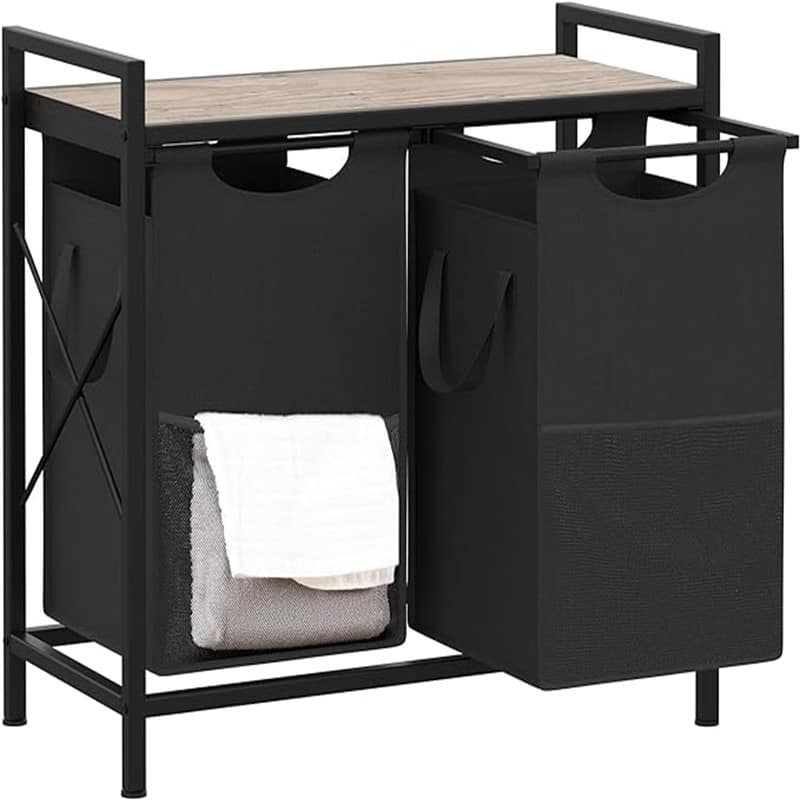 Laundry Basket with Large Desktop Sorter for Laundry Room organization - 27.17"L x 13.39"W x 28.27"H - Greige