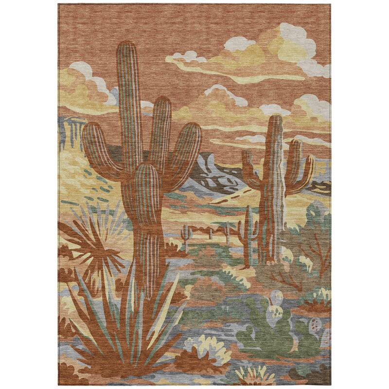 Machine Washable Indoor/ Outdoor Southwestern Mesa Chantille Rug