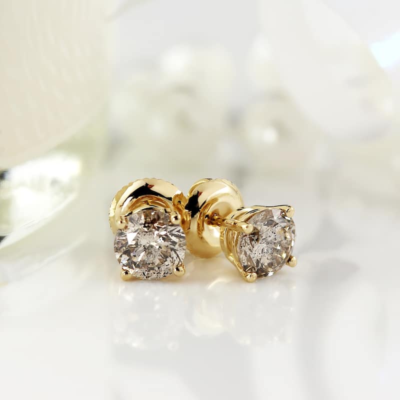 Auriya 18k Gold 1ct TW Clarity-enhanced Diamond Stud Earrings (J-K, I2-I3)