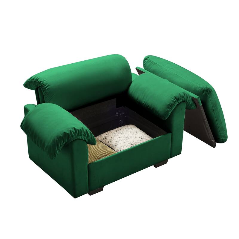 Modern Deep Seat Accent Chair With Fluffy Armrest Pillows and Backrest
