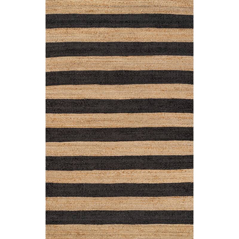 JONATHAN Y Jayden Rustic Farmhouse Woven Jute Stripe Area Rug