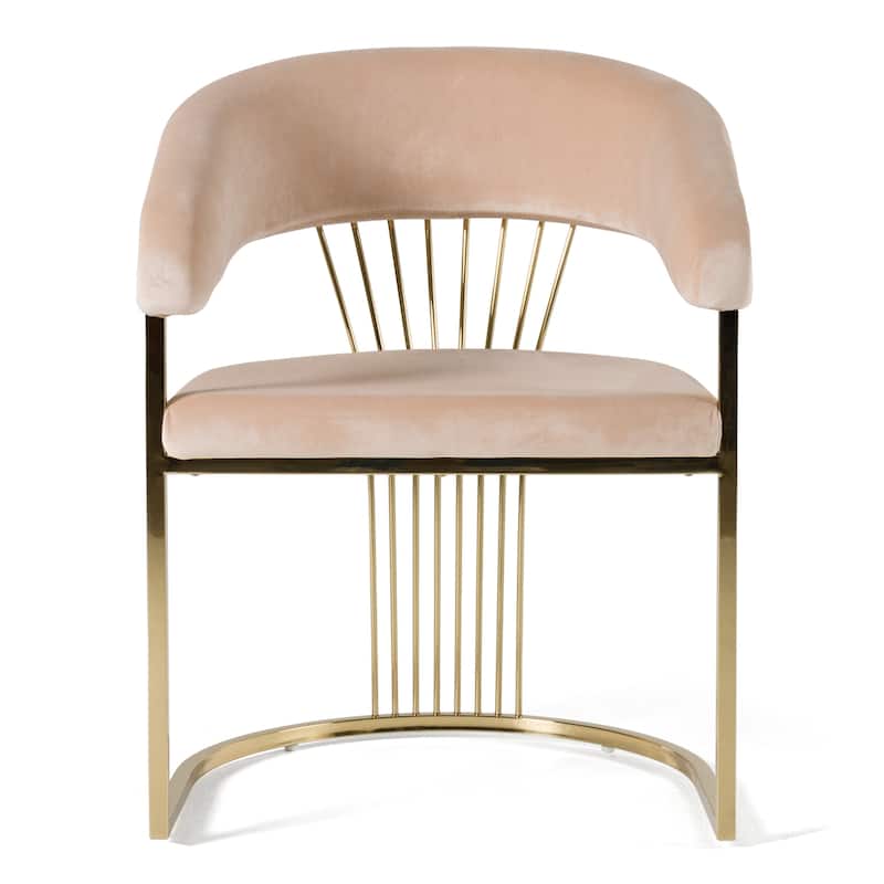 Modrest Linda Modern Beige Velvet and Gold Dining Chair