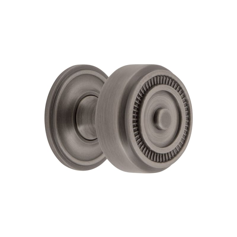 Grandeur SOLE-BRASS-KNOB-GEO Soleil 1-3/8" Solid Metal Ridged Mushroom - Antique Pewter